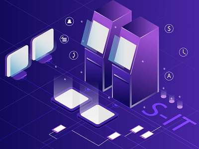 S-IT design gradient ico illustration isometric isometric illustration landscape ui