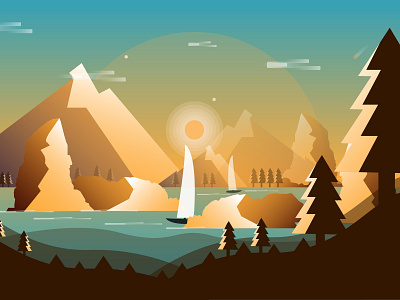 Mountain in Afternoon afternoon art artwork design dribbble dribbble best shot flat flat design gfxmob gradient graphic artist graphic design illustartor illustration illustration art illustration design landscape mountain ocean vector