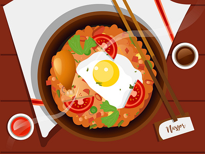 Nasi Goreng branding design flat flatdesign food gfxmob gradient illustration landscape