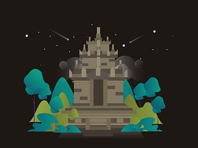 Cangkuang Temple design flatdesign forest gfxmob gradient illustration landscape ui