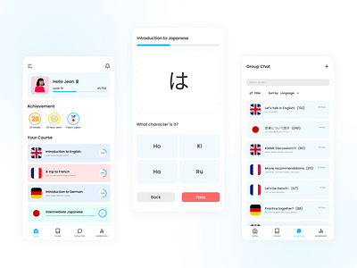 Language Learning App Exploration app application design education education app language app language learning learning learning app minimal mobile ui ux