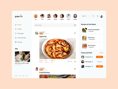 Pawon - Social media for sharing a recipe cook design minimal recipe social media ui ux web website website design