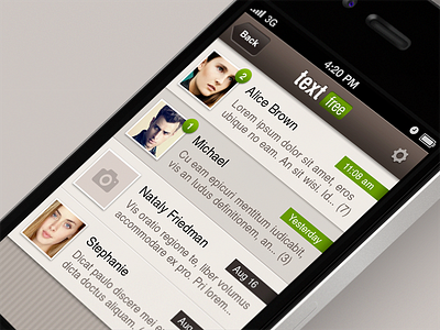 Message List Design app iphone messaging user interface