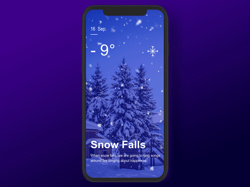 Weather APP-Snow 100days of motion design animation app daily daily 100 challenge motion snow ui ux weather