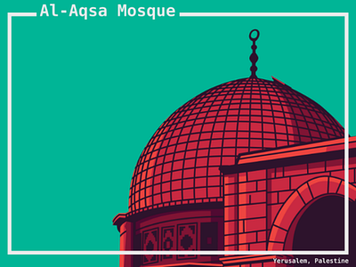 Al - Aqsa Mosque alaqsa art artwork colorful famouse illustration landmark masjid mosque muslim palestine popart poster ramadhan simple vector worldlandmark yerusalem