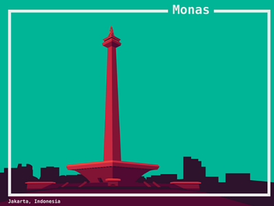 Monas artprint artwork building illustration indonesia jakarta landmark landmarks monas paris popart poster print tower travel traveling world
