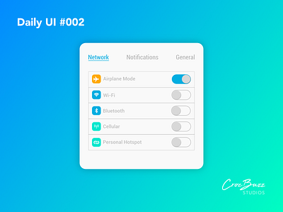 Daily UI #002 affinitydesigner dailyui settings smartphone toggles ui design uiux ux design