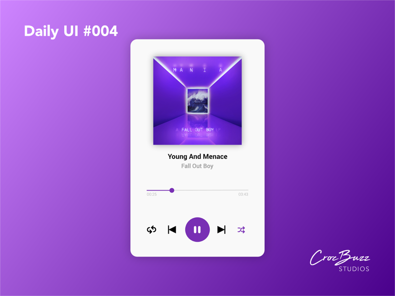 Daily UI #004 fall out boy purple music music player ux design uiux ui design dailyui affinitydesigner