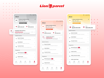 New look Account Page in Lion Parcel Apps account logistic logistic apps mobile design profile ui design uiux design