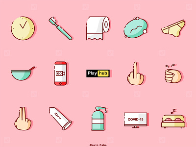 Icons brief character condom covid 19 covid 19 covid19 daily daily icon draw drawing food icon set icons design icons pack iconset illustraion sanitizer toilet paper tv vector