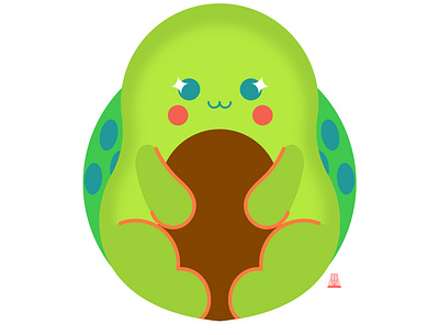Baby Avocado + Turtle art avocado branding childrens illustration cute animals cute art design illustration kawaii art mascot character mascot design vector