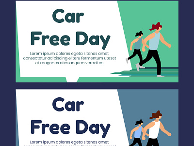 Car Free Day Banner art banner ad banner design design flat flat illustration icon illustration vector