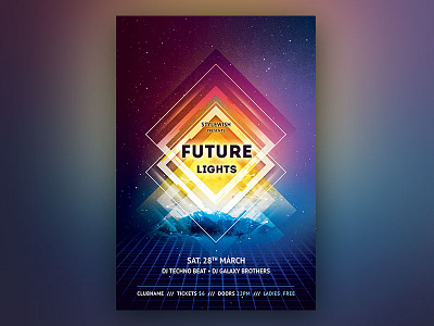 Future Lights Flyer abstract dark design download download psd flyer future futuristic graphic design graphicriver night photoshop poster psd template