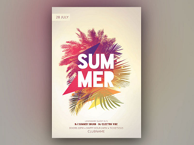 Summer Flyer design download exotic flyer graphic design graphicriver palms photoshop poster psd summer template tropic tropical