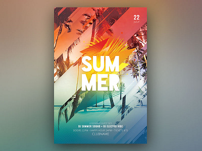 Summer Flyer abstract design download flyer graphic design graphicriver light photoshop poster psd psd download template tropical tropical flyer