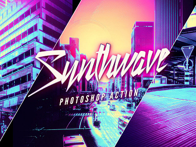 Synthwave Photoshop Action 80s cyberpunk download futuristic glow glowing photoshop action photoshop effect resources retro wave retrowave synthwave synthwave flyer