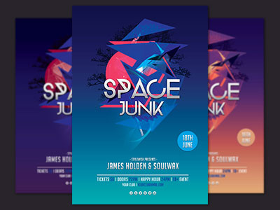 Space Junk Flyer abstract colorful electro electronic flyer graphicriver minimal party posterdesign space stylewish typographic