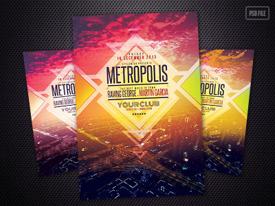 Metropolis Flyer alternative city festival flyer flyer metropolis music music flyer poster design psd skyline stylewish template