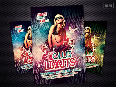 Club Limits Flyer club clubnight electro flyer house music party party flyer poster design psd stylewish template