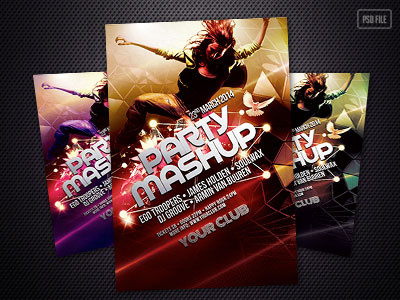 Party Mashup Flyer brown dynamic falling flyer light effects music party flyer poter design psd red stylewish template