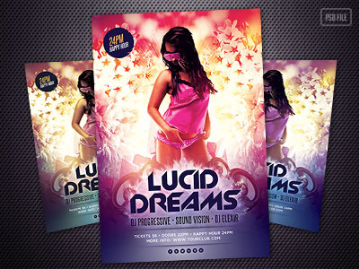 Lucid Dreams Flyer bright energy glow intens luminous partyflyer posterdesign shining shiny template vital vitality