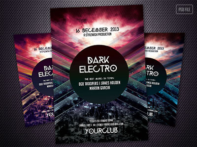 Dark Electro Flyer dark effects electro flyer graphicdesign graphicriver partyflyer poster posterdesign psd template texture