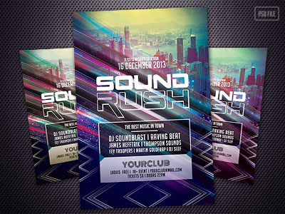 Sound Rush Flyer city design flyer graphic design graphics music partyflyer poster poster design psd stylewish template