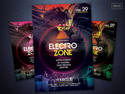 Electro Zone Flyer city dark electro graphicriver jungle music partyflyer poster posterdesign psd template urban