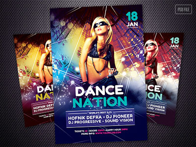 Dance Nation Flyer dance electro electronic graphic design house music party party flyer poster psd template trance