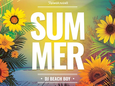 Summer Flyer beach design download flower flowers flyer graphic design graphicriver instagram instagram template photoshop poster psd summer template