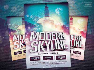 Modern Skyline Flyer city flyer graphicdesign metropolis modern partyflyer poster poster design psd skyline template typography