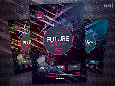 Future Galaxy Flyer design electornic electro flyer future galaxy graphic partyflyer poster print psd template