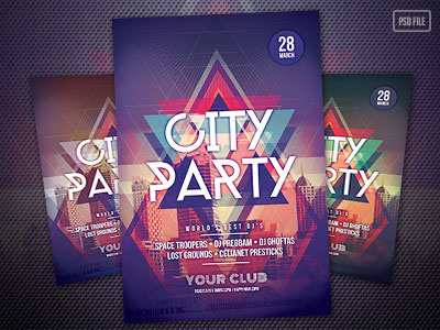 City Party Flyer abstract city colorful flyer graphicdesign music partyflyer poster psd shapes template urban