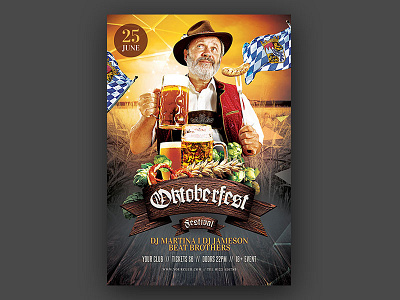 Oktoberfest Flyer brewery brezel download drink drinking festival flyer flyer design graphic design graphicriver oktoberfest poster psd pub template traditional