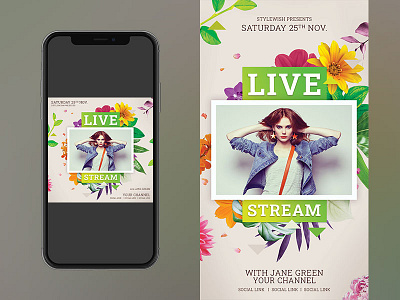 Live Stream Instagram Set alternative botanic botanicl design download graphicriver instagram instagram template live livestream natural nature social socialmedia spring stream streaming summer