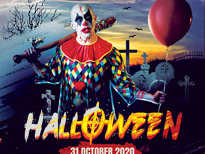 Halloween Flyer clown creepy download flyer template graphicdesign graphicdesigner graphicriver halloween halloween design halloween flyer haunted haunting poster poster design psd scary template