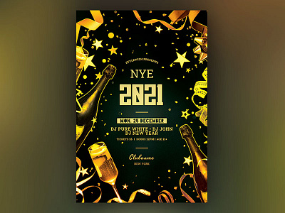 New Year Flyer download flyer golden graphic design graphicriver new year new year flyer new year party new years eve photoshop poster psd ribbons template