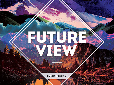 Future View Flyer alternative artwork collage cutout download flyer graphicriver indie mountains outdoor poster psd retro template travelling