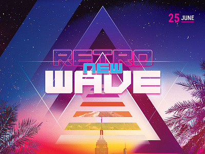 New Retrowave Flyer download electronic flyer graphic design graphicriver photoshop poster psd retro wave retrowave synthwave synthwave flyer template