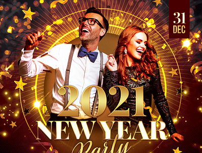 New Year Flyer anniversary birthday celebration flyer golden goldenratio graphic design new year new year flyer new year party new year party flyer new years eve nye nye flyer nye party poster psd template