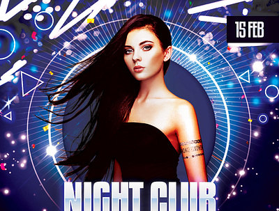 Night Club Flyer blue club club flyer design download electro electronic flyer graphic design graphicriver instagram photoshop poster psd template