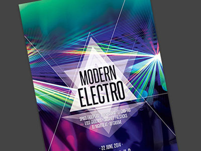 Modern Electro Flyer blue electro electronic flyer graphicriver green laserlight lasers lines poster psd template
