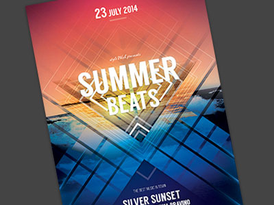 Summer Beats Flyer flyer flyer design geometric geometry graphicriver party flyer poster design psd summer summer party sun template