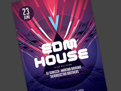 EDM House Flyer edm electro electro flyer flyer graphic graphicriver house music flyer poster psd techno template