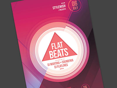 Flat Beats Flyer electro flat geometric geometry graphic design graphicriver house minimal minimalist psd pure template