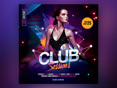 Club Sessions Flyer club clubbing dark design download electro electronic flyer graphic design graphicriver night pop poster psd resources template