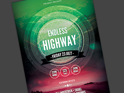 Endless Highway Flyer alternative band blues creativemarket dark flyer highway indie night road rock street