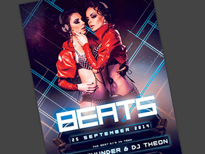 Beats Flyer club clubbing design electro flyer graphic design graphicriver lines poster psd techno template