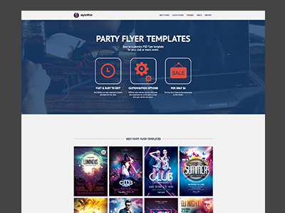 Redesign website - partyflyers.eu club flyers muse onepage partyflyers photoshop posters redesign stylewish templates webdesign website