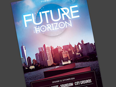 Future Horizon Flyer city clean event flyer glow graphicriver light poster print skyline street template